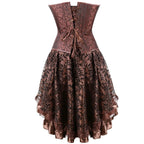 Brocade Corset Dress | Gothic Steampunk | Hi-Lo Ruffle Skirt | Plus Size