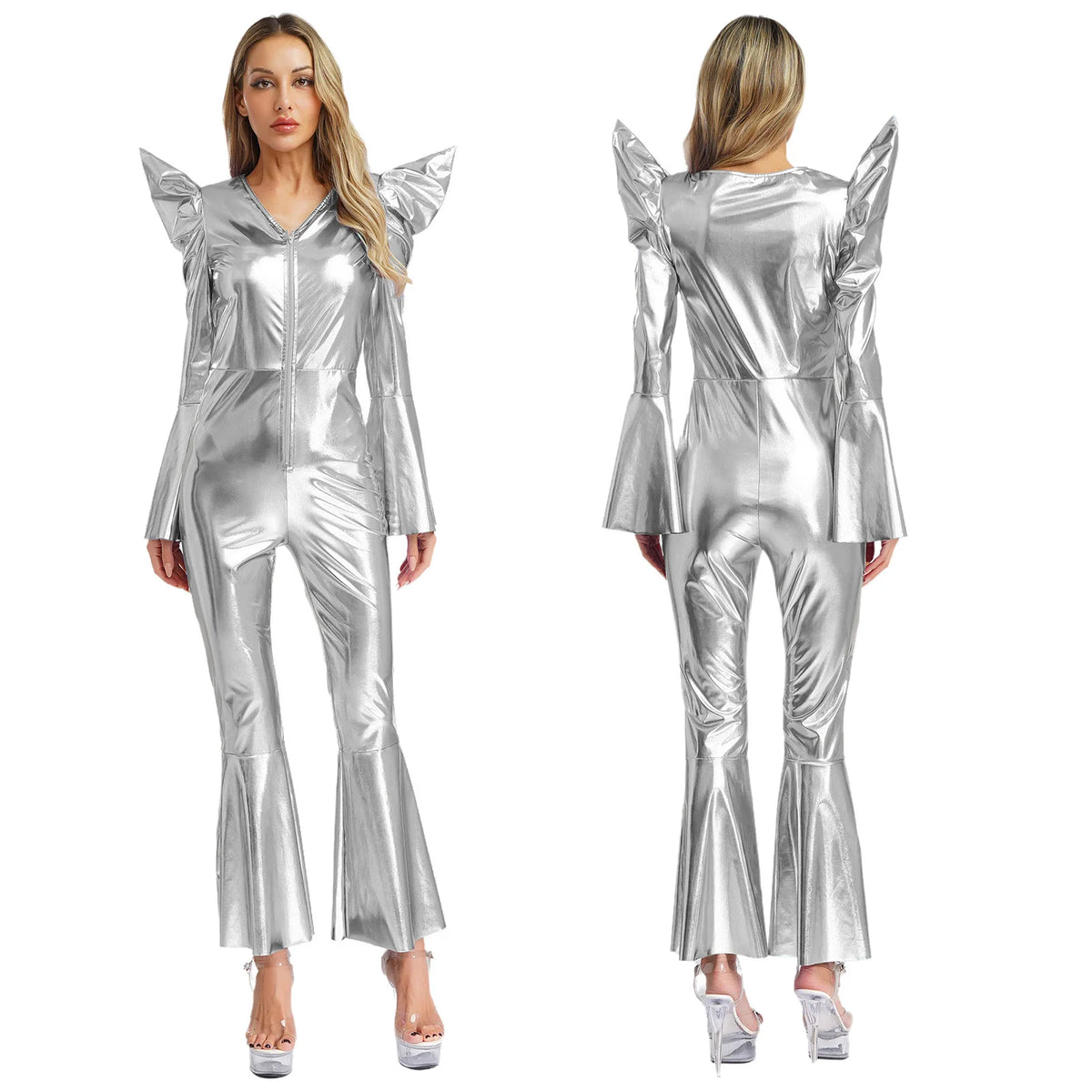 Metallic Jumpsuit | Statement Shoulders & Flares