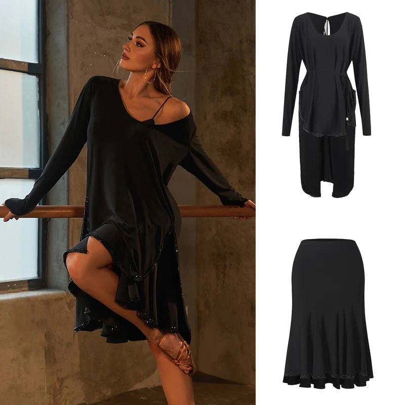 Latin Dance Dress | Rhinestone Costume Set
