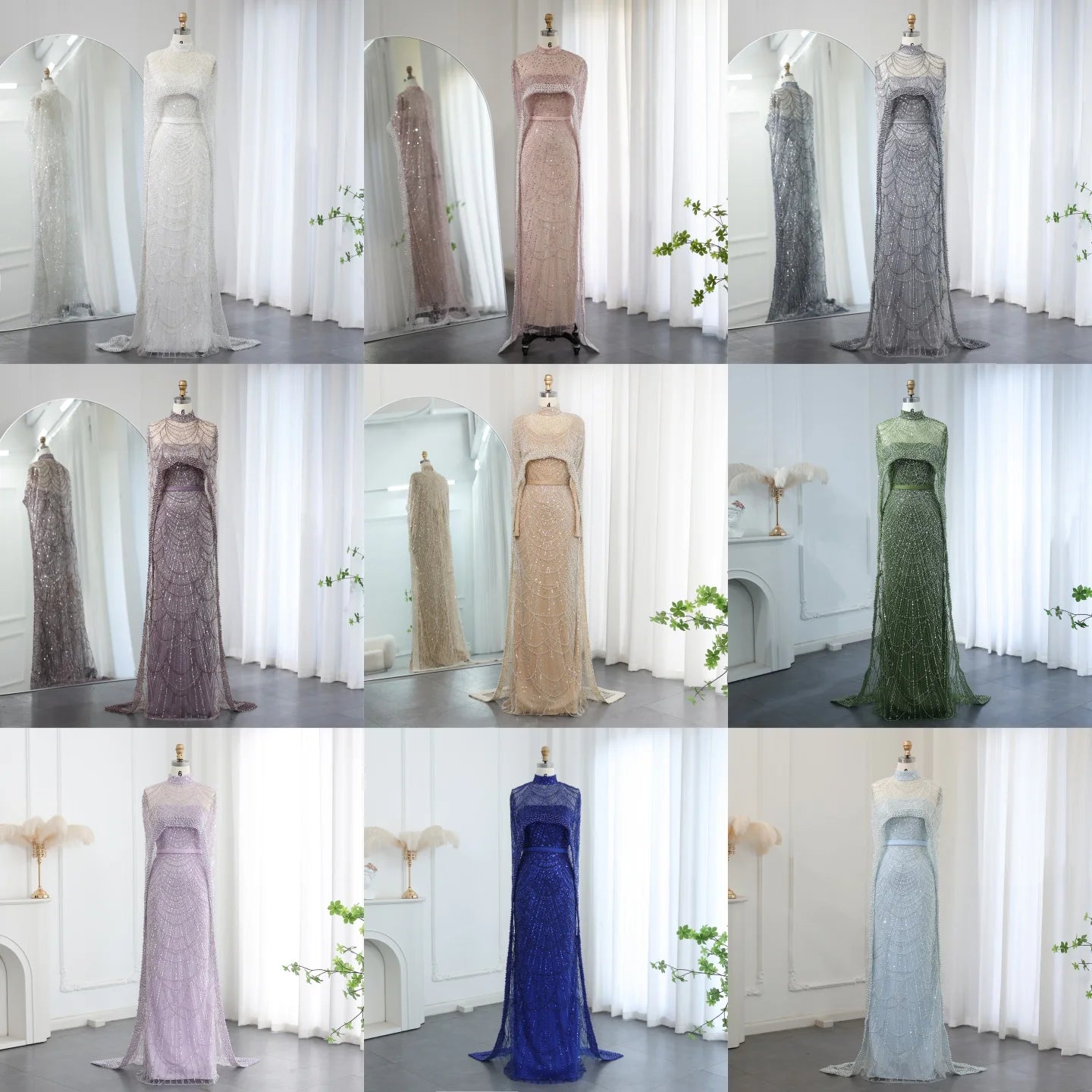 Pearl & Crystal Mermaid Gown | Cape Jacket | Strapless