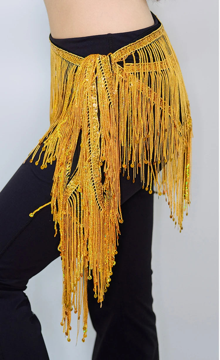 Fringe Shimmy Hip Scarf | Sequin Tassel Belt | Belly Dance
