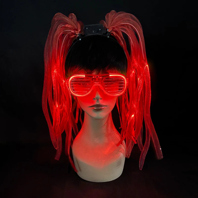 LED Light-Up Braid Pigtail Headband | Rave Festival Hair