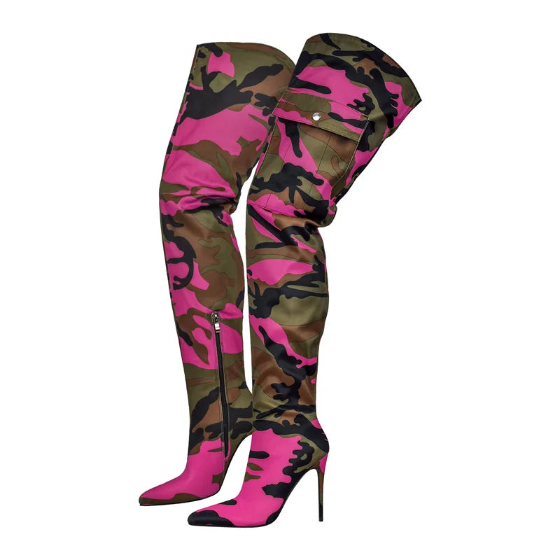 Camo Over-the-Knee Boots | 10–11 cm Heel