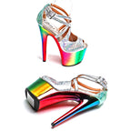 17cm Shiny Electroplate Platform Sandals - Sexy Exotic Dance Heels