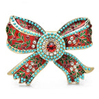 Vintage-Inspired Enamel Bowknot Brooch | Rhinestone | Statement Pin