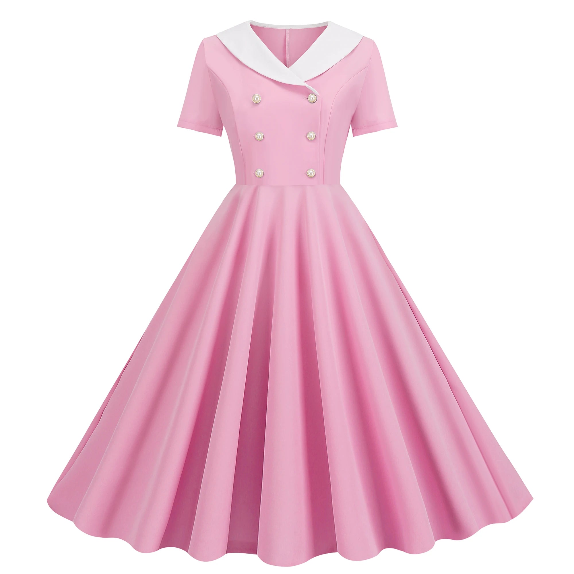 Vintage 50s A-Line Dress | Peter Pan Collar | Short Sleeve