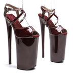 10-Inch Patent Open-Toe Platform Sandals - Extreme High Heel Performance Shoes