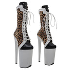 23CM Platform Ankle Boots - Leopard Print High Heel Pole Dance Boots