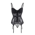 Satin & Mesh Overbust Corset | Underwire | Garter Straps | Burlesque
