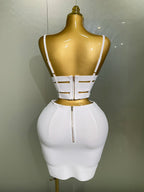 Bandage Two-Piece Set | Crop Top & Pencil Skirt | Gold Hardware