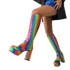 Rainbow Platform Knee-High Boots | Pride & Stage