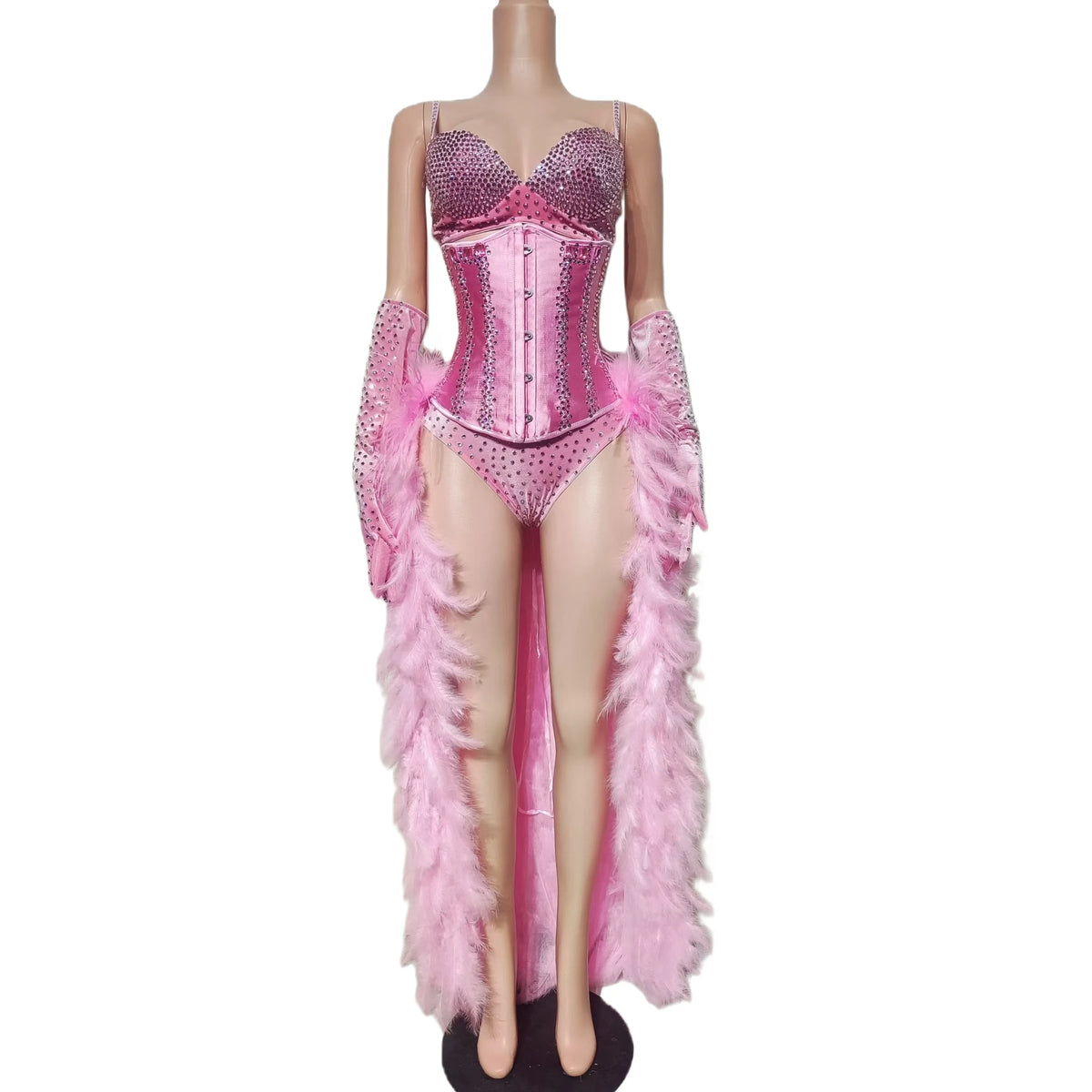 Pink Rhinestone Corset Stage Costume