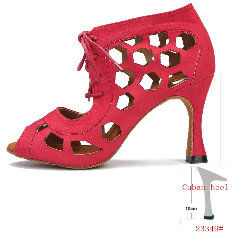 Women's Suede Latin Dance Heels | Rumba Salsa Tango | Cuban Heel
