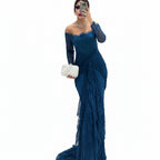 Lace Mermaid Gown | Off-Shoulder Long Sleeve | 4 Colors