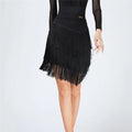 Latin Dance Skirt | Black Fringe