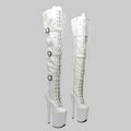20CM Matte PU Over-Knee Pole Dance Boots - Professional Performance Heels