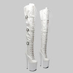 20CM Matte PU Over-Knee Pole Dance Boots - Professional Performance Heels