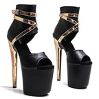 20cm Platform Boots - Open Toe Lace-Up Dance Boots