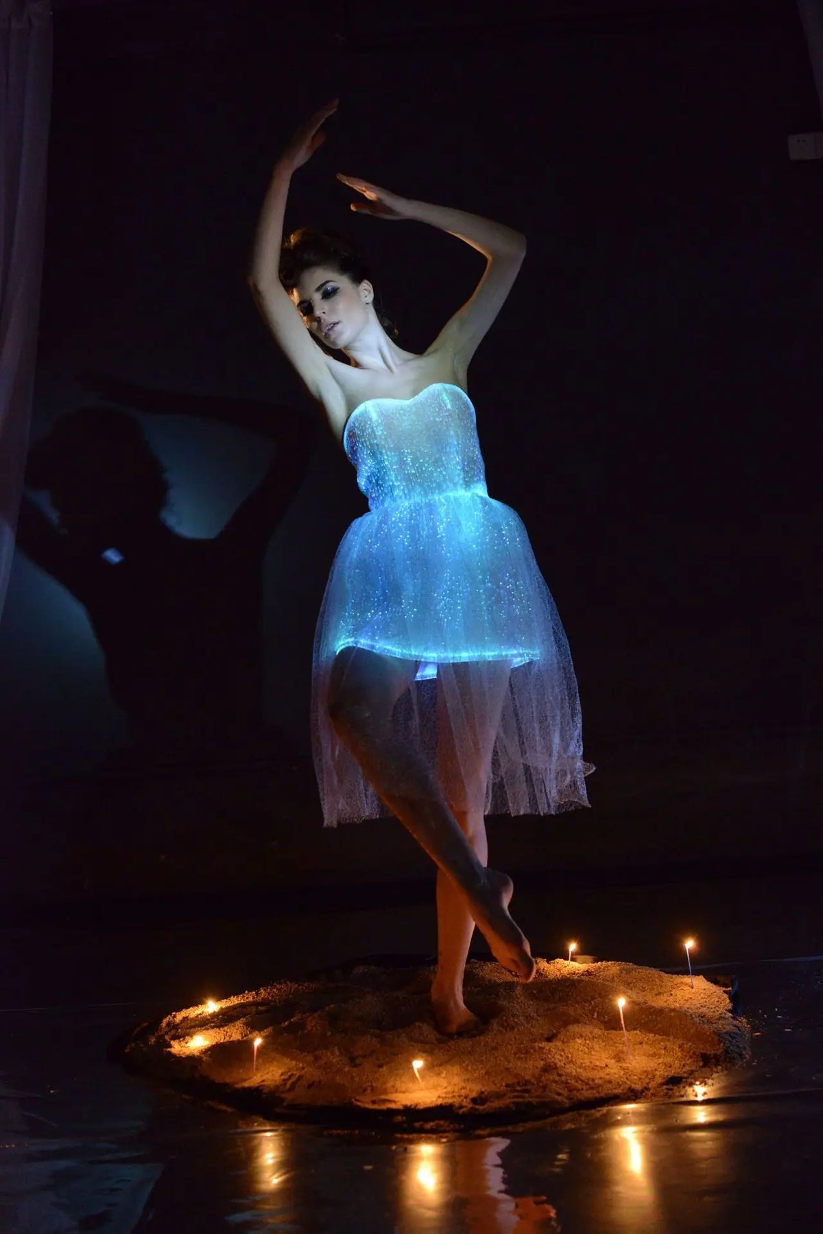Optic Fibre Luminous Gown | Strapless LED Ballroom Dress | Singer & Stage