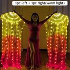 LED Belly Dance Fans - 1.5M Lace Performance Fans with Lights (Pair)