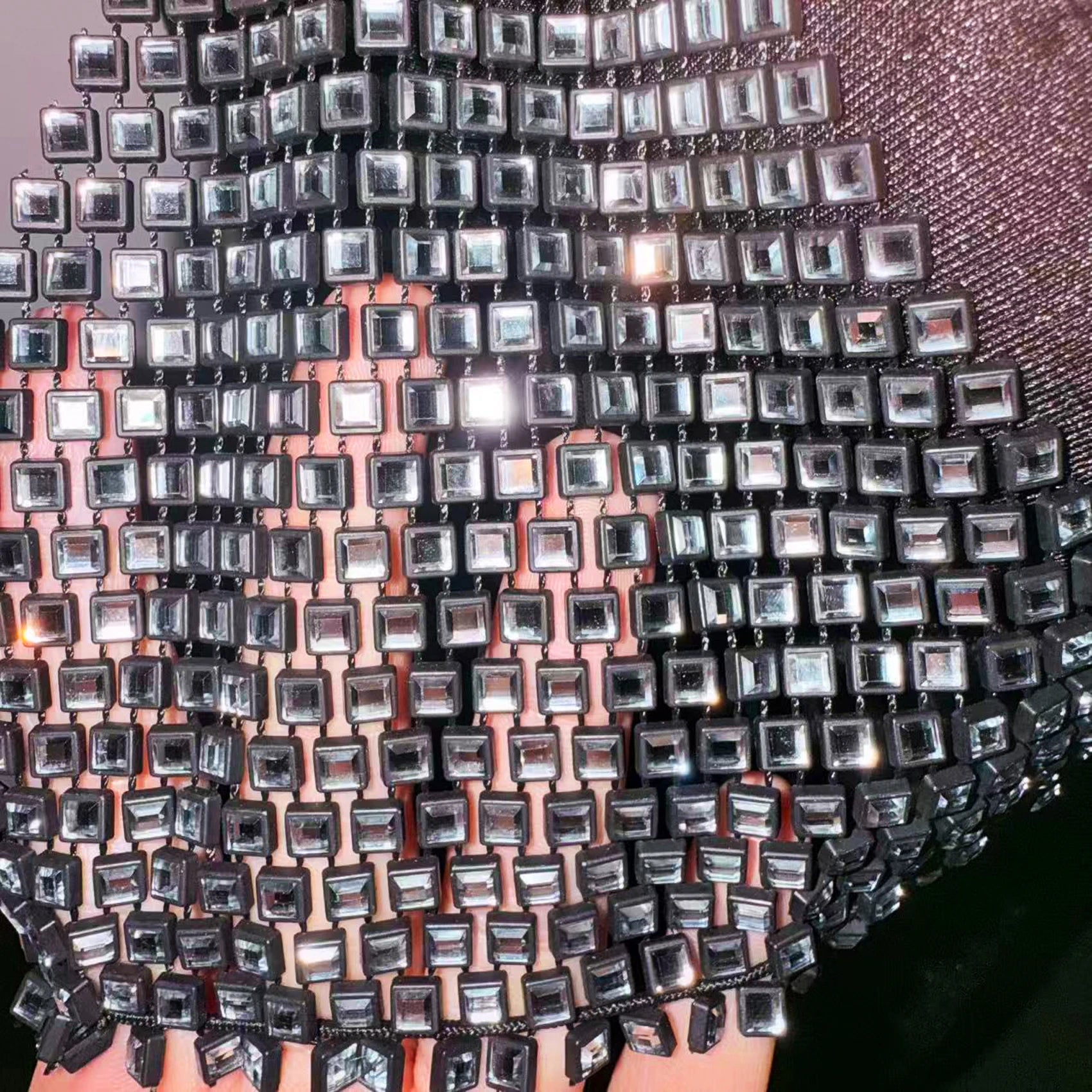 Rhinestone Fishnet Halter Crop Top