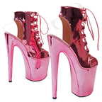 8-Inch Platform Ankle Boots - Electroplated Base Dance Boots