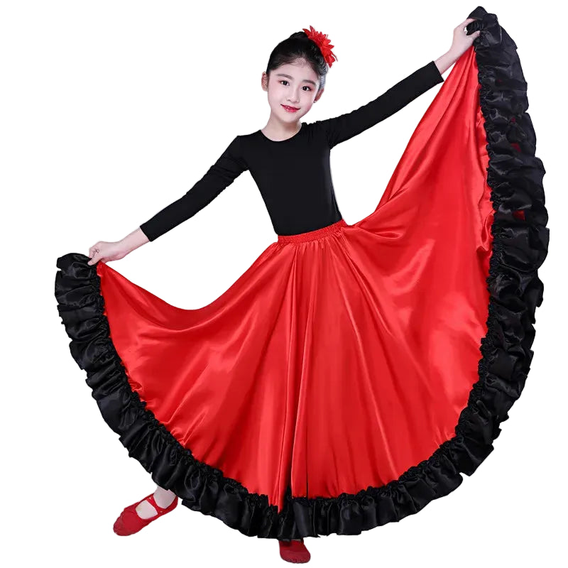 Girls Flamenco Ruffle Skirt | Red & Black | Ages 3-10