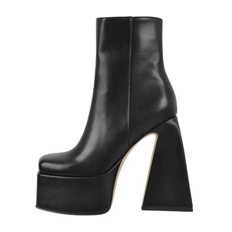 Square Toe Platform Ankle Boots | Chunky Heel | 6 Colors | Sizes 5–15