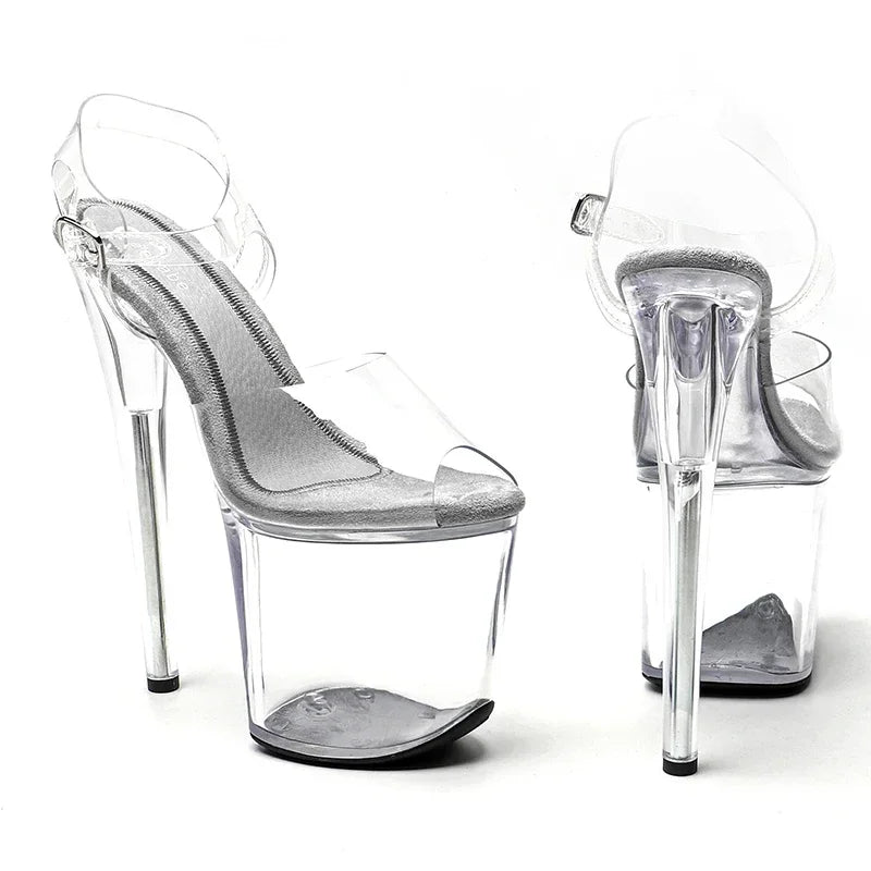 8-Inch Transparent Platform Sandals - Slip-On Heels