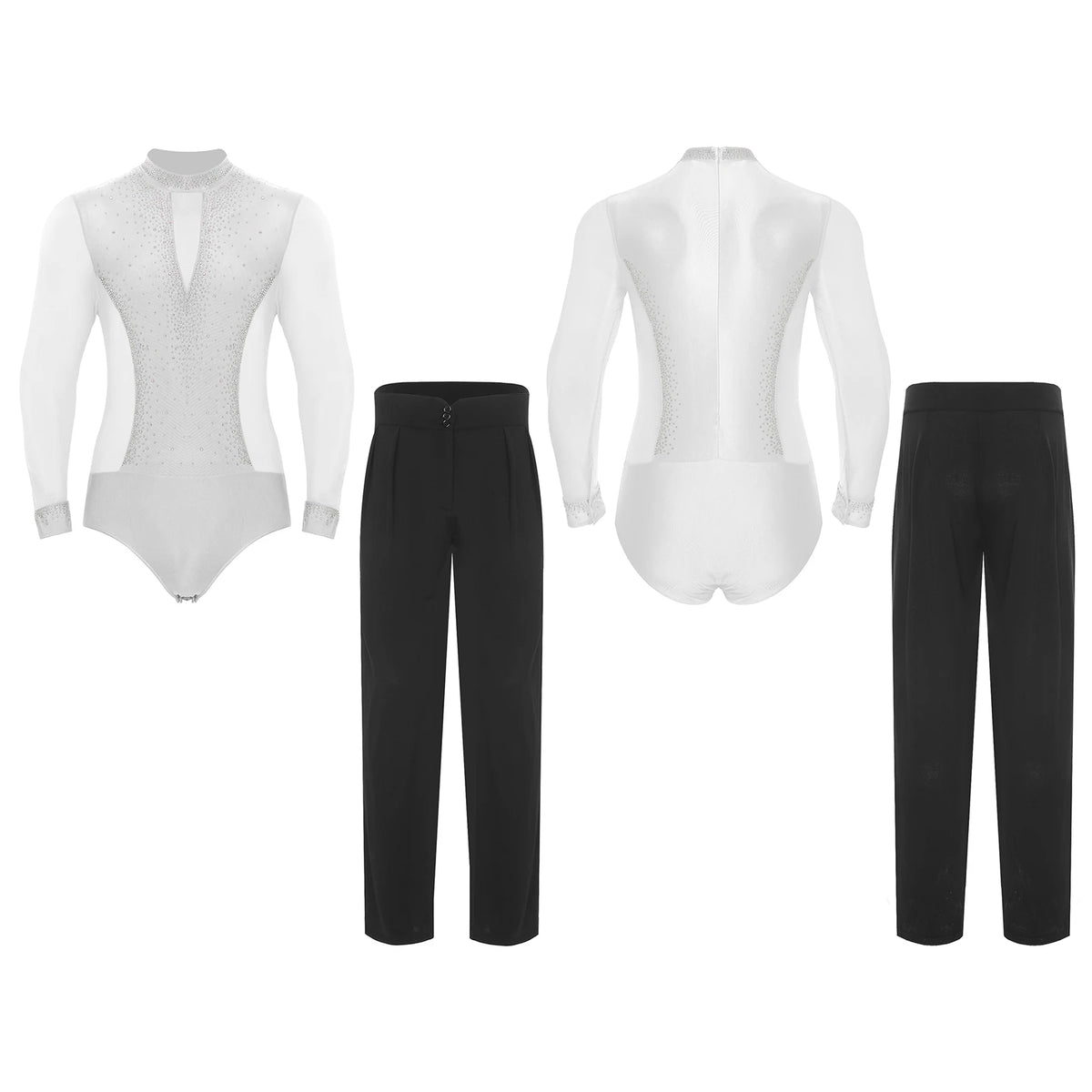 Men’s Latin Outfit | Rhinestone Mesh