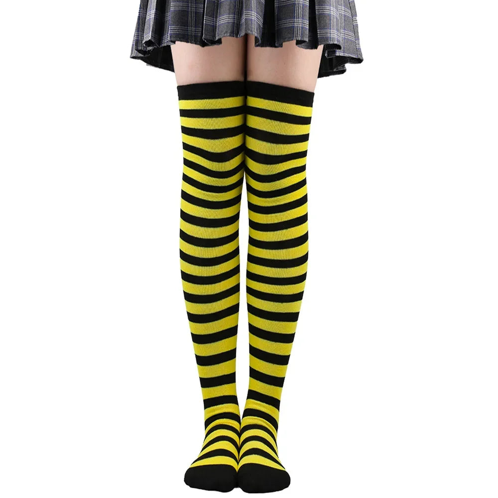 Striped & Polka Dot Thigh-High Stockings | Over-Knee | 27 Colors