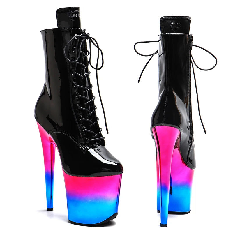 8-Inch Platform Ankle Boots - Lace-Up Dance Boots