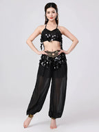 Belly Dance Harem Set | Sequin Halter Top & Chiffon Pants