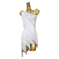 Rhinestone Tassel Latin Dance Dress with Accessories Set — White