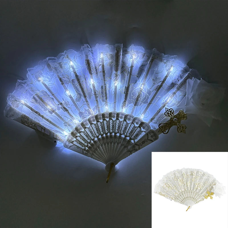 LED Lace Hand Fan | Light-Up Dance & Performance Fan