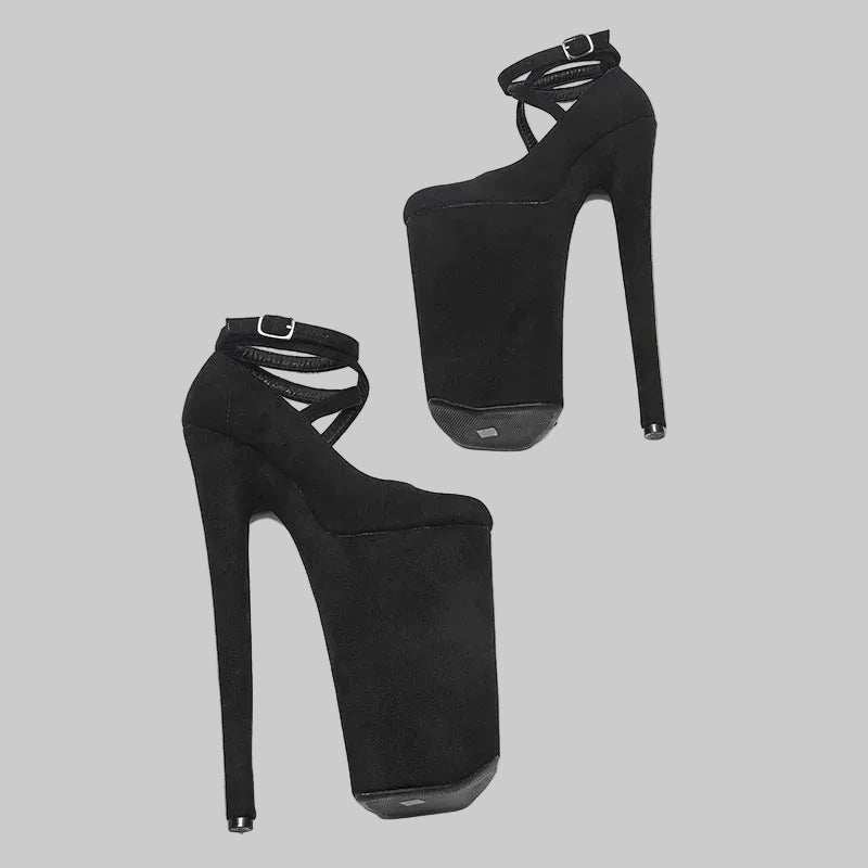10-Inch Platform Pole Dance Heels - Suede Exotic Dancer Sandals