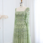Sequin Beaded A-Line Gown | Square Neck Cap Sleeve | 5 Colors