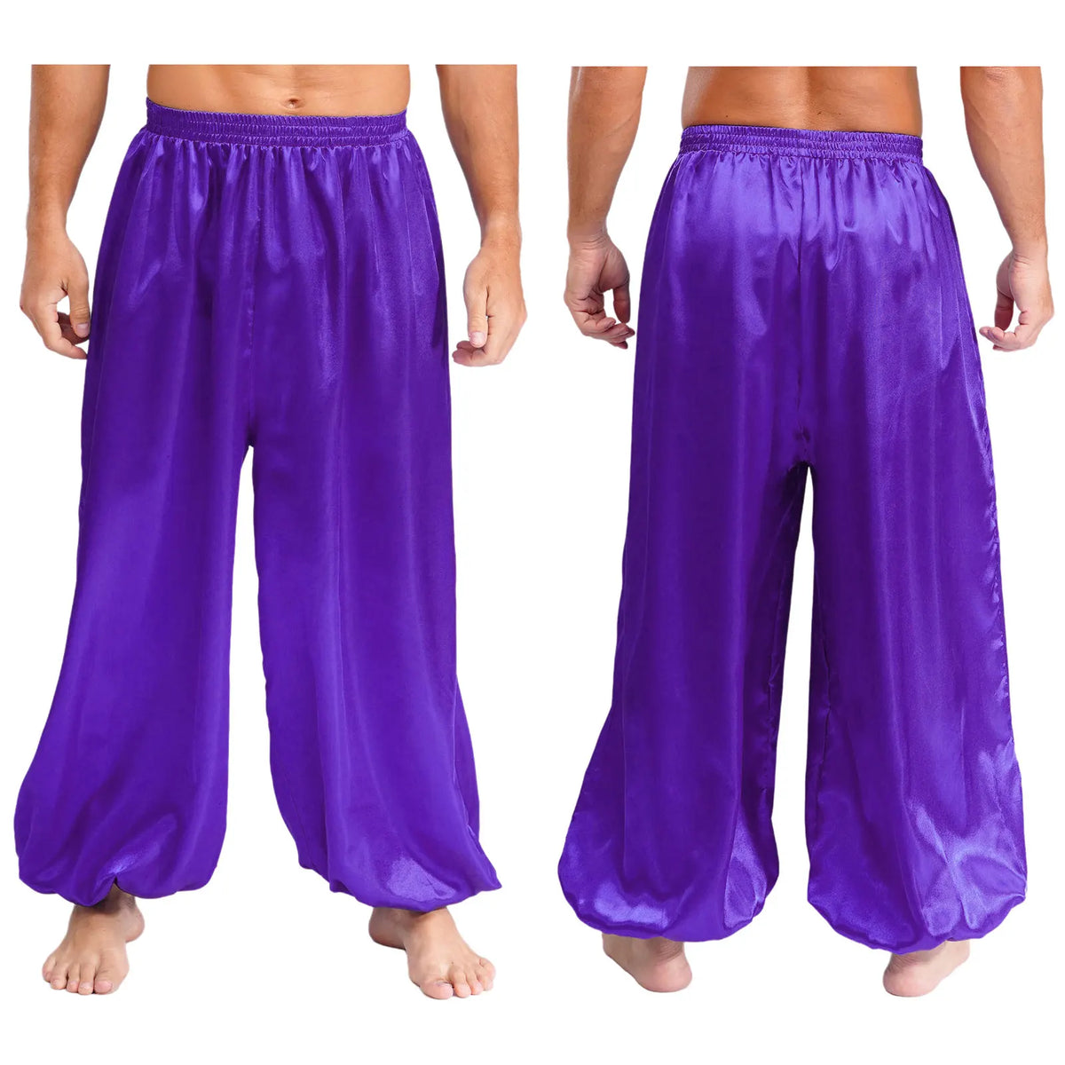 Men's Satin Dance Pants | Elastic Waist | Flowy Fit