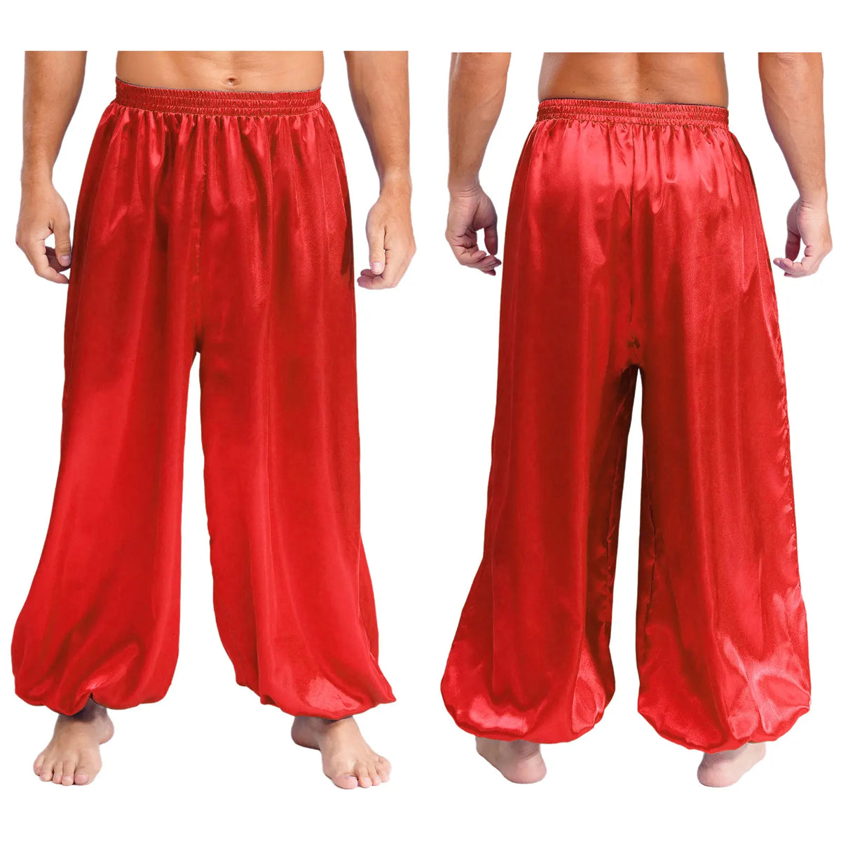Men's Satin Dance Pants | Elastic Waist | Flowy Fit