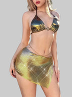 Sequin Mini Skirt - Festival A-Line Skirt with Metallic Detail
