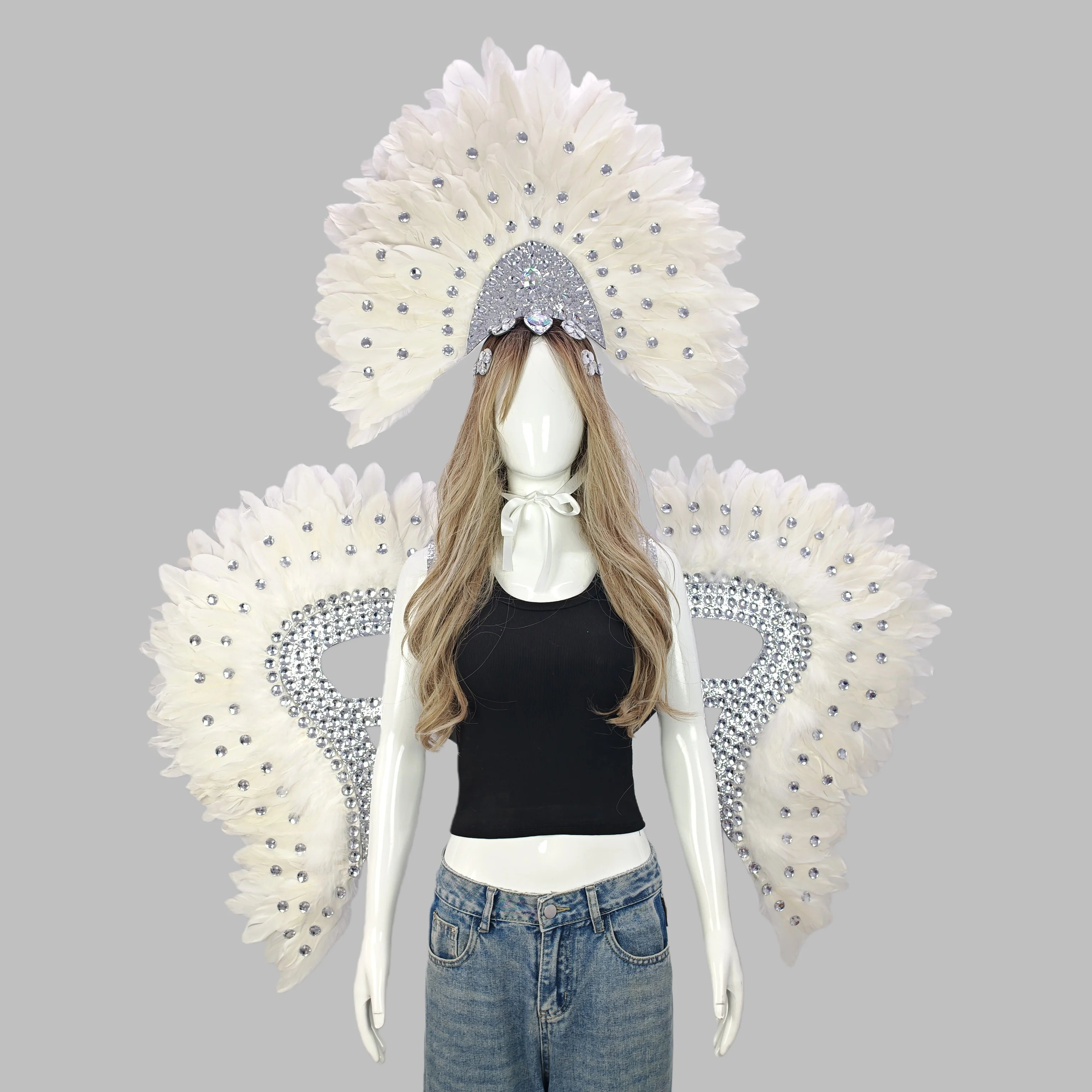Feather Headdress & Wings Set - Carnival Stage Costume