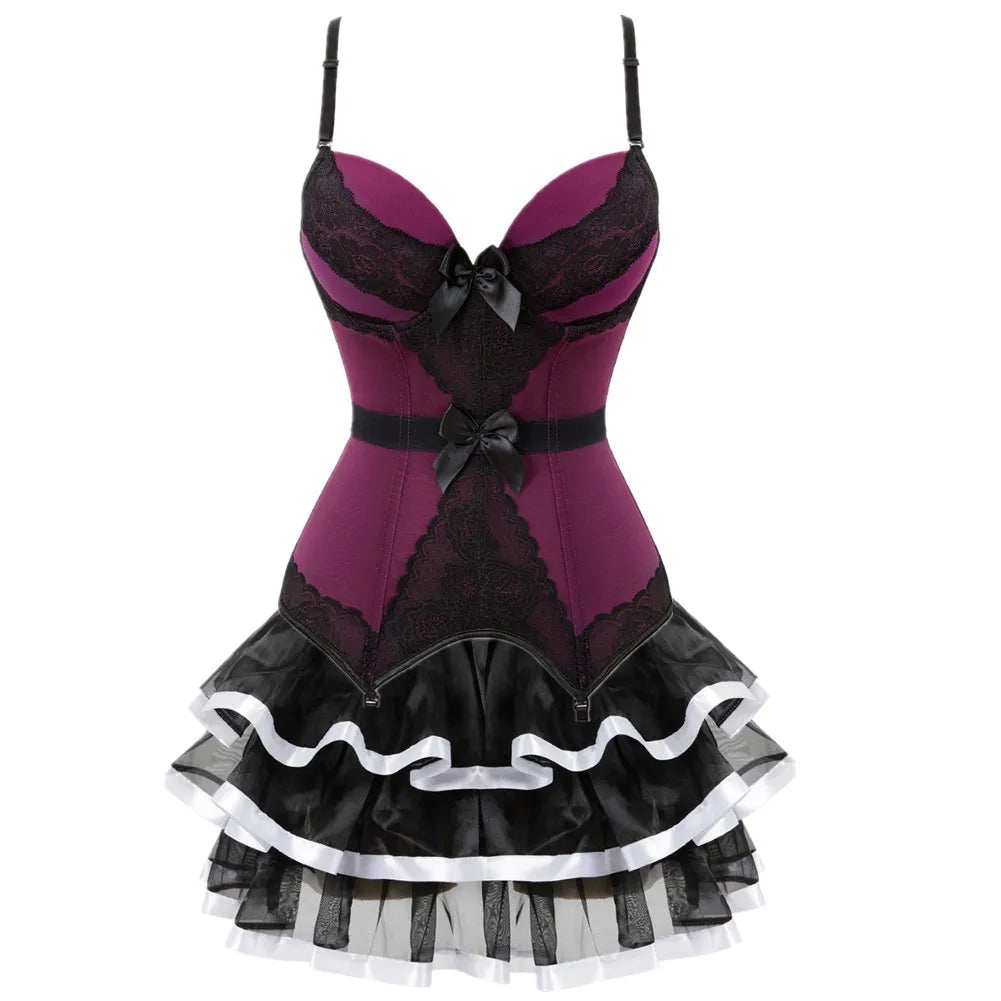 Overbust Corset & Tutu Skirt Set | Straps Cup | Burlesque