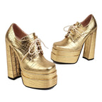 Platform Derby Heels | Croc-Effect | 14.5cm