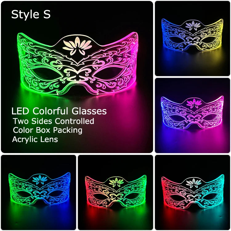 LED Acrylic Visor Glasses | 12-Mode Light-Up Rave Eyewear
