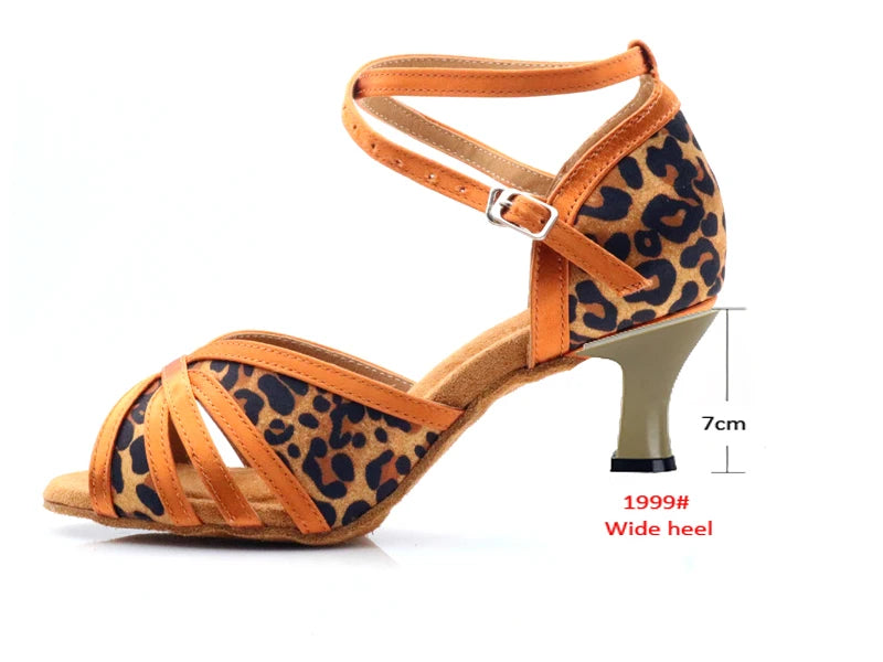 Latin Leopard Dance Heels | Satin | 6–10cm