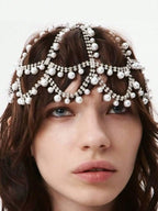 Crystal Rhinestone Draped Hair Chain | Bridal Headpiece