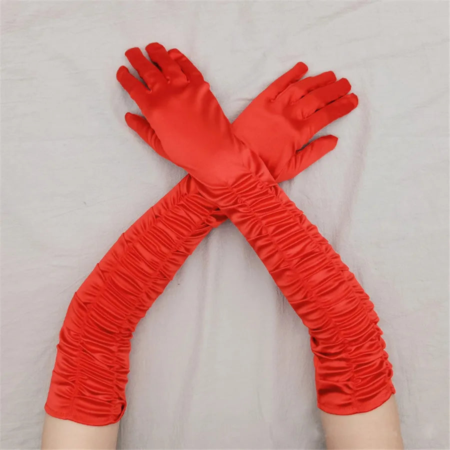 Long Satin Opera Gloves - Dance & Performance Stretch Gloves