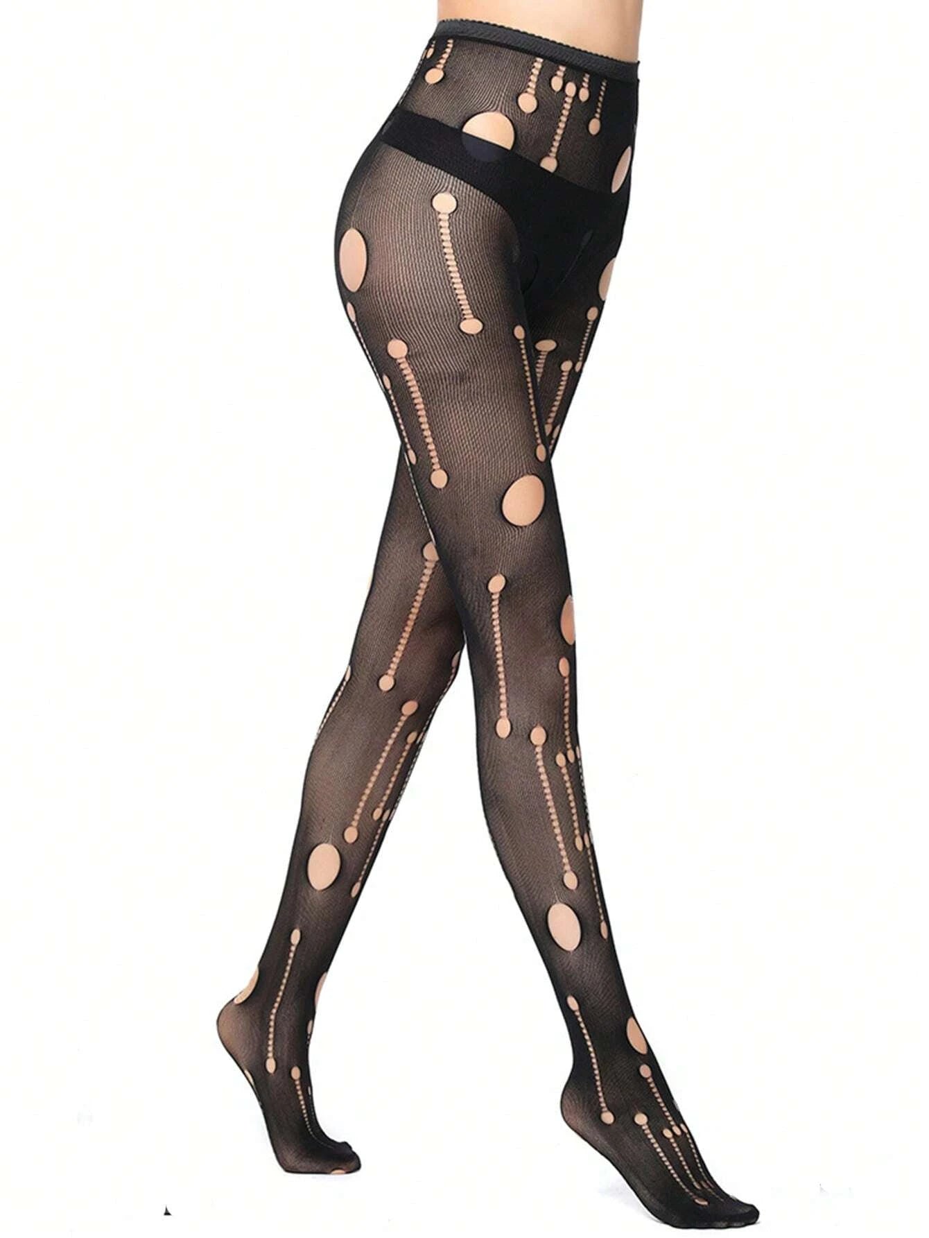 Jacquard Lace Fishnet Tights | Gothic Pantyhose | One Size