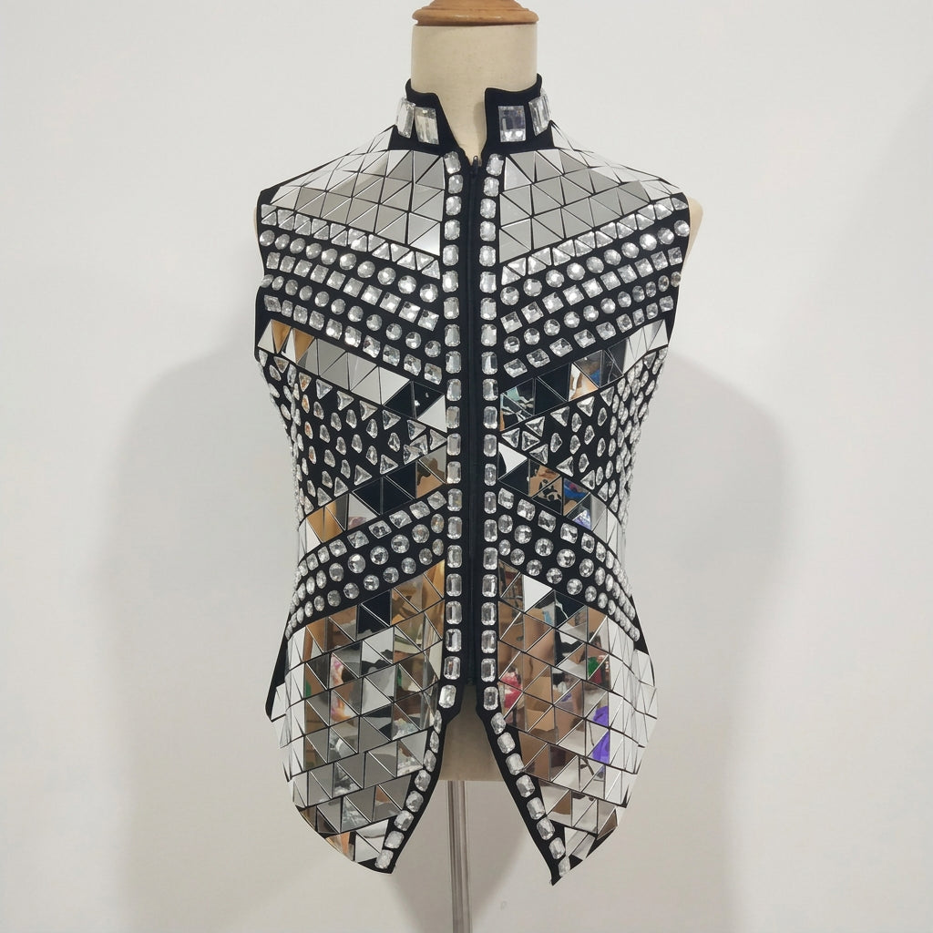 Men’s Mirror-Effect Vest | High Collar