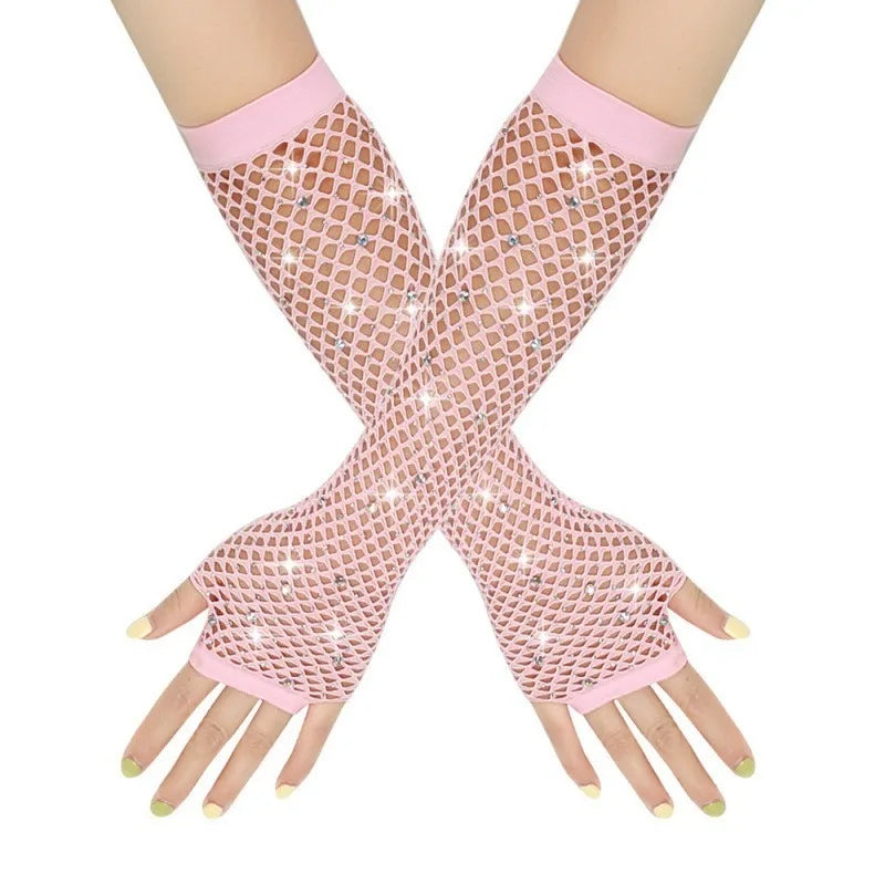 Rhinestone Fishnet Gloves | Fingerless
